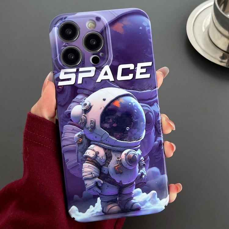 For iPhone 12 Pro Max Painted Pattern Precise Hole PC Phone Case(Purple Astronaut) - iPhone 12 Pro Max Cases by PMC Jewellery | Online Shopping South Africa | PMC Jewellery