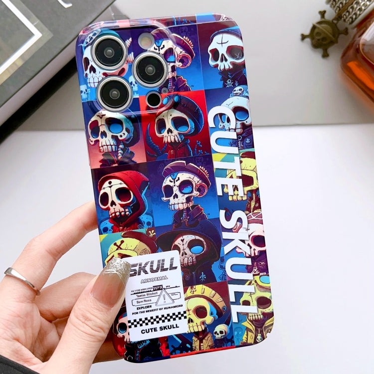 For iPhone 12 Pro Painted Pattern Precise Hole PC Phone Case(Cute Skull) - iPhone 12 / 12 Pro Cases by PMC TechLife | Online Shopping South Africa | PMC TechLife