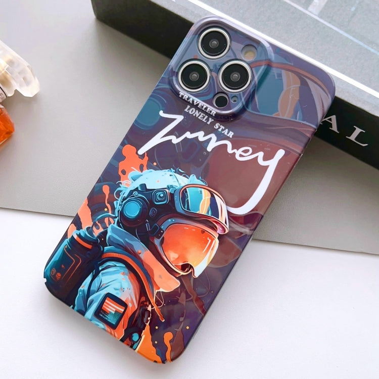 For iPhone 12 Pro Painted Pattern Precise Hole PC Phone Case(Orange Paint Astronaut) - iPhone 12 / 12 Pro Cases by PMC Jewellery | Online Shopping South Africa | PMC Jewellery