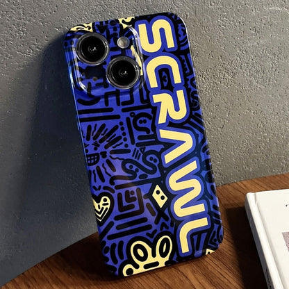 For iPhone 15 Plus Painted Pattern Precise Hole PC Phone Case(Blue SCR) - iPhone 15 Plus Cases by PMC Jewellery | Online Shopping South Africa | PMC Jewellery