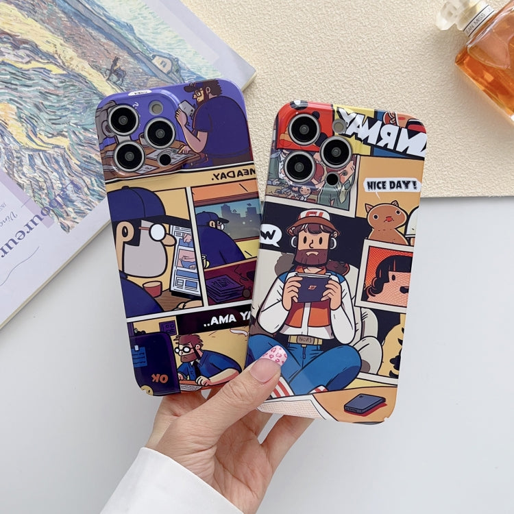 For iPhone 12 Pro Max Painted Pattern Precise Hole PC Phone Case(Working Comics) - iPhone 12 Pro Max Cases by PMC Jewellery | Online Shopping South Africa | PMC Jewellery