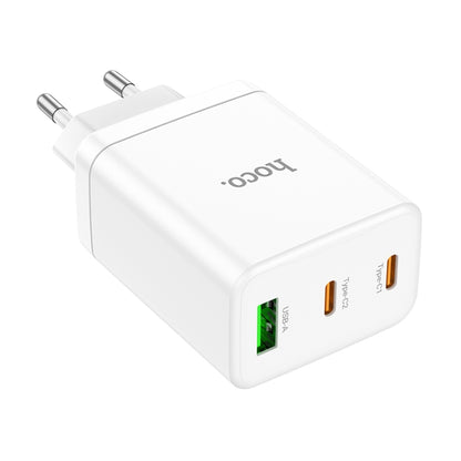 hoco N33 Start PD35W Dual Type-C + USB 3-port Charger, EU Plug(White) - USB Charger by hoco | Online Shopping South Africa | PMC Jewellery