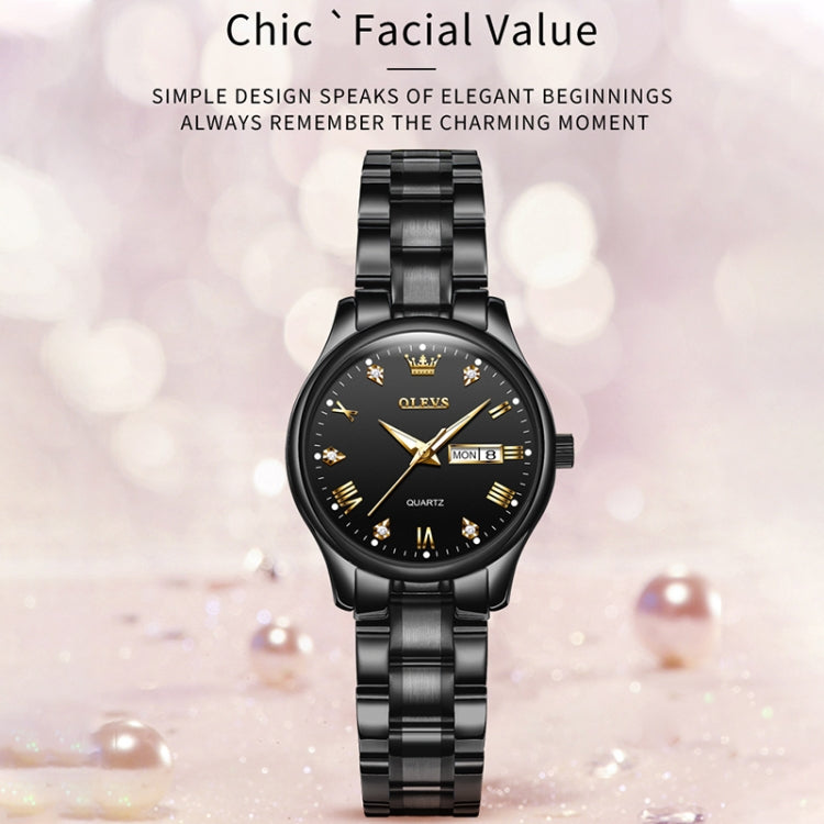 OLEVS 5563 Women Luminous Waterproof Quartz Watch(Black) - Metal Strap Watches by OLEVS | Online Shopping South Africa | PMC Jewellery