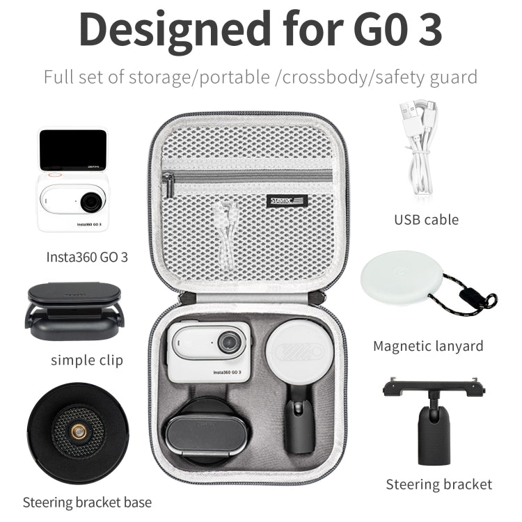 For Insta360 Go 3 STARTRC Portable PU Storage Box Case(Grey) - free shipping - PMC TechLife - Order now!