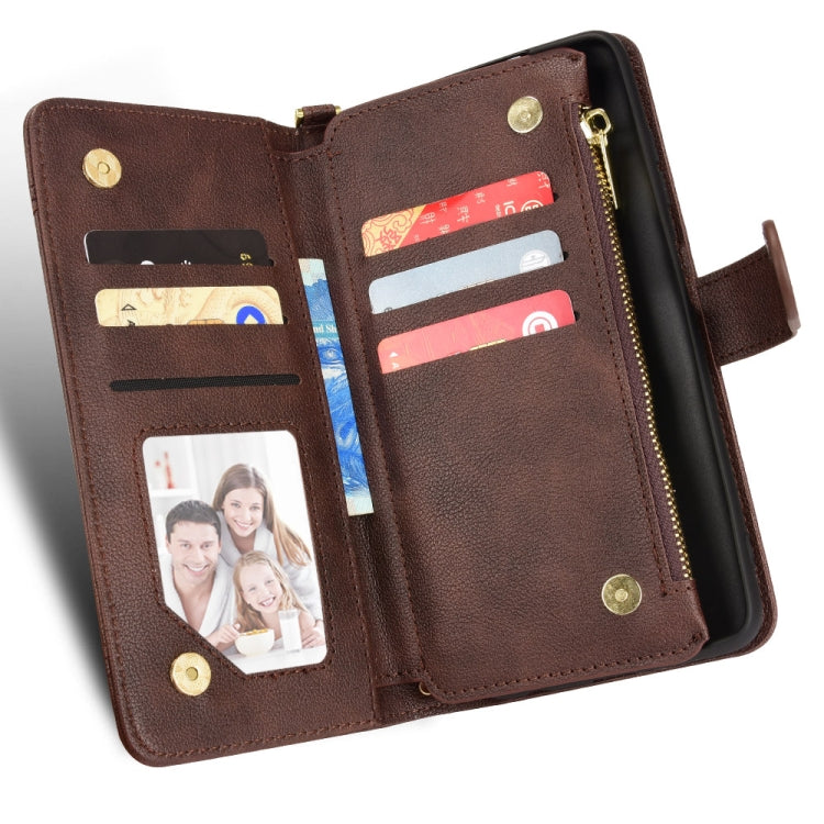 For Sharp Aquos R8 Pro / Leica Leitz Phone 3 Litchi Texture Zipper Leather Phone Case(Brown) - free shipping - PMC TechLife - Order now!