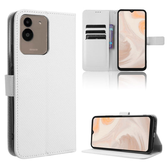 For Aiwa Phone B-2 JA3-SMP0602 Diamond Texture Leather Phone Case(White) - More Brand by PMC Jewellery | Online Shopping South Africa | PMC Jewellery