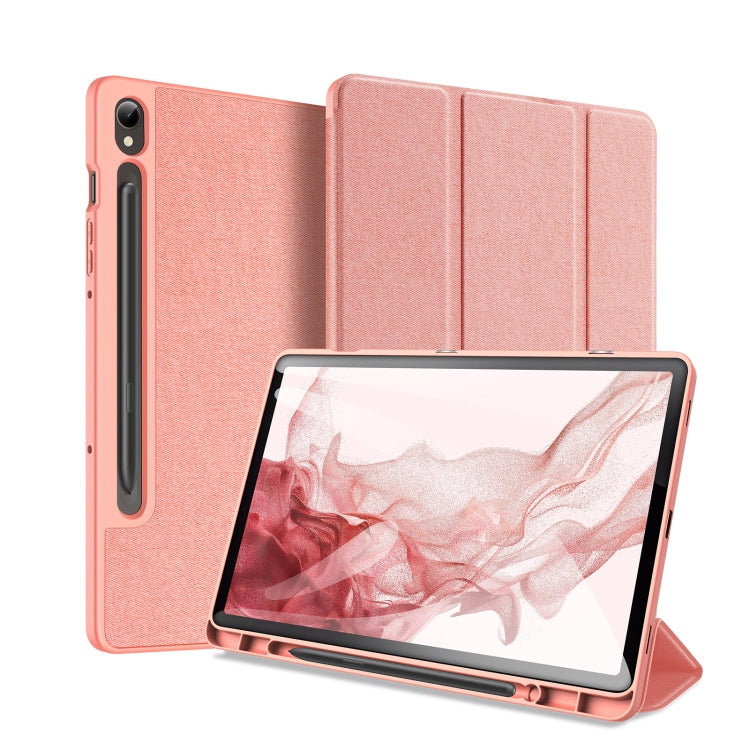 For Samsung Galaxy Tab S9 DUX DUCIS Domo Series Cloth Texture Magnetic Leather Tablet Case(Pink) - Galaxy Tab S9 Cases by DUX DUCIS | Online Shopping South Africa | PMC Jewellery | Buy Now Pay Later Mobicred