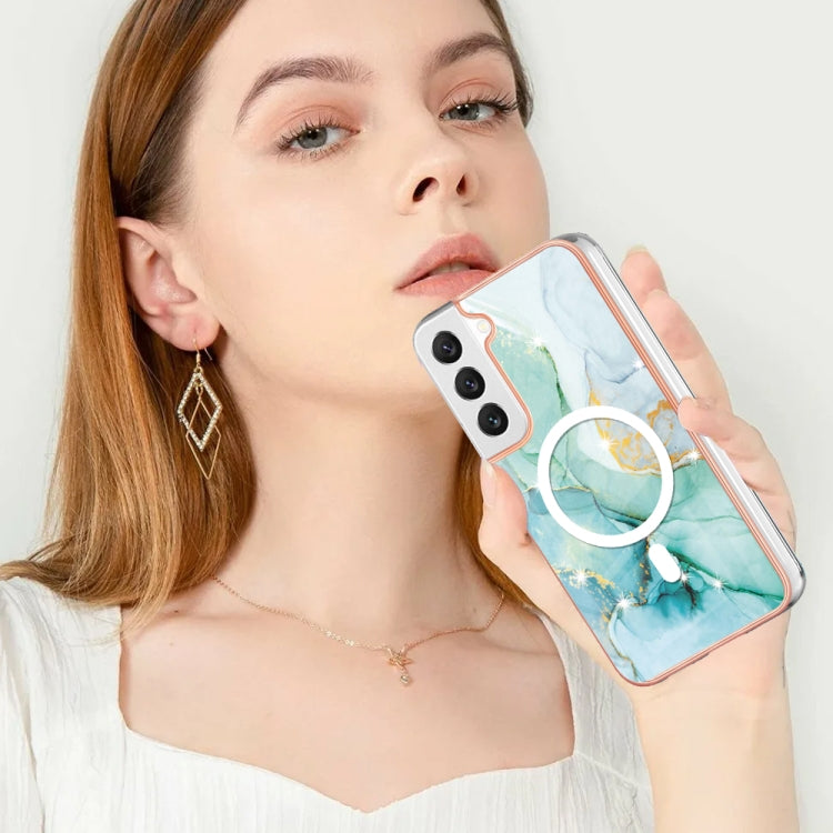 For Samsung Galaxy S22 5G Marble Pattern Dual-side IMD Magsafe TPU Phone Case(Green 003) - Galaxy S22 5G Cases by PMC TechLife | Online Shopping South Africa | PMC TechLife