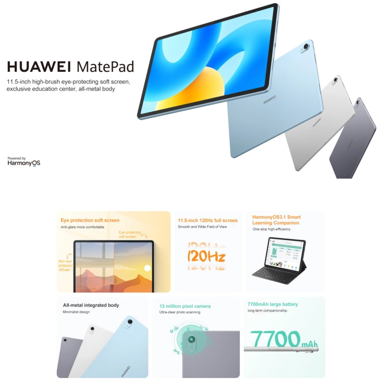 HUAWEI MatePad 11.5 inch 2023 WIFI, 8GB+256GB, HarmonyOS 3.1 Qualcomm Snapdragon 7 Gen 1 Octa Core, Not Support Google Play(Blue) - Huawei by Huawei | Online Shopping South Africa | PMC Jewellery