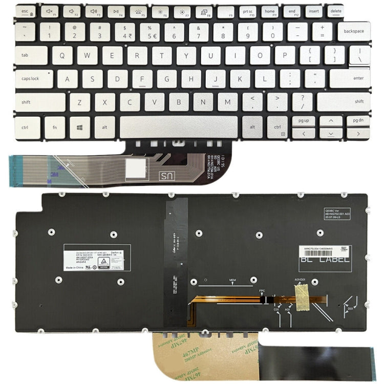 For Dell Inspiron 7490 / Vostro 5390 US Version Backlight Laptop Keyboard(Silver) - Dell Spare Parts by PMC Jewellery | Online Shopping South Africa | PMC Jewellery