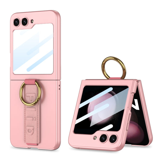 For Samsung Galaxy Z Flip5 GKK Integrated Ultrathin Shockproof Phone Case with Ring Wrist Strap(Pink) - Galaxy Z Flip5 Cases by GKK | Online Shopping South Africa | PMC Jewellery