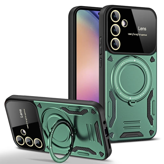 For Samsung Galaxy A54 5G Large Window MagSafe Holder Phone Case(Green) - Galaxy Phone Cases by PMC Jewellery | Online Shopping South Africa | PMC Jewellery