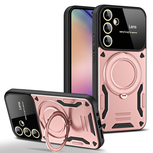 For Samsung Galaxy A54 5G Large Window MagSafe Holder Phone Case(Rose Gold) - Galaxy Phone Cases by PMC Jewellery | Online Shopping South Africa | PMC Jewellery