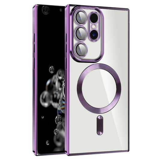 For Samsung Galaxy S20 Ultra CD Texture Plating TPU MagSafe Phone Case with Lens Film(Dark Purple) - Galaxy Phone Cases by PMC Jewellery | Online Shopping South Africa | PMC Jewellery