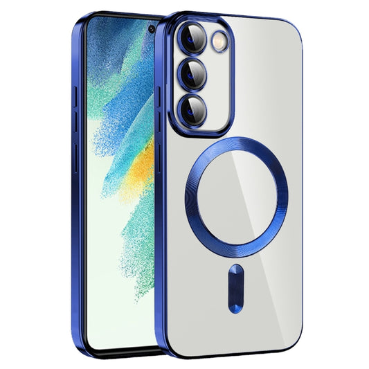 For Samsung Galaxy S21 FE 5G CD Texture Plating TPU MagSafe Phone Case with Lens Film(Royal Blue) - Galaxy Phone Cases by PMC Jewellery | Online Shopping South Africa | PMC Jewellery