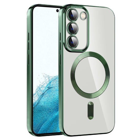 For Samsung Galaxy S22 5G CD Texture Plating TPU MagSafe Phone Case with Lens Film(Dark Green) - Galaxy S22 5G Cases by PMC Jewellery | Online Shopping South Africa | PMC Jewellery