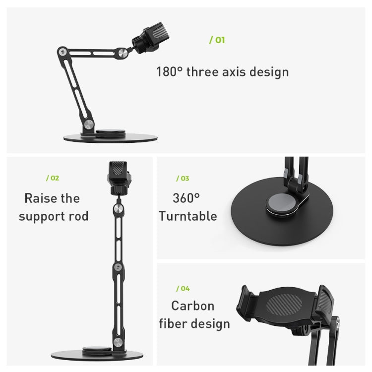 R-JUST HZ42 Clip Type Disc Rotating Phone Desktop Stand(Silver) - Desktop Holder by R-JUST | Online Shopping South Africa | PMC Jewellery