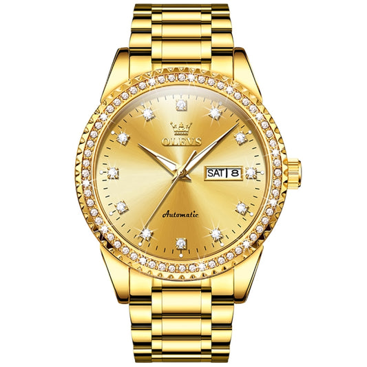 OLEVS 7003 Men Multifunctional Waterproof Mechanical Watch(Gold) - Metal Strap Watches by OLEVS | Online Shopping South Africa | PMC Jewellery | Buy Now Pay Later Mobicred