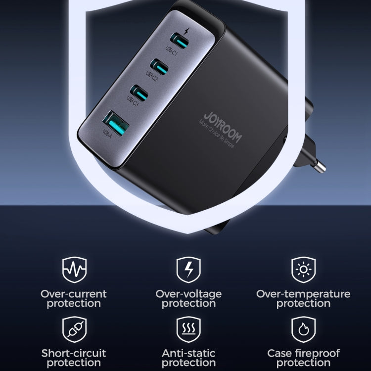 JOYROOM JR-TCG04 100W USB+3 x Type-C GaN Multi-port Charger Set, Specification:EU Plug(Black) - USB Charger by JOYROOM | Online Shopping South Africa | PMC Jewellery