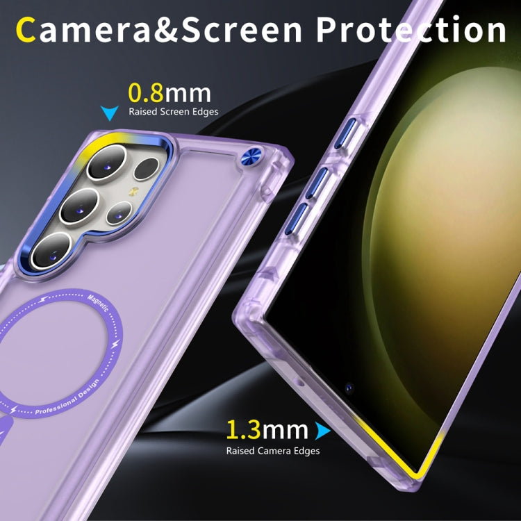 For Samsung Galaxy S22 Ultra 5G Skin Feel TPU + PC MagSafe Magnetic Phone Case(Transparent Purple) - Galaxy S22 Ultra 5G Cases by PMC Jewellery | Online Shopping South Africa | PMC Jewellery