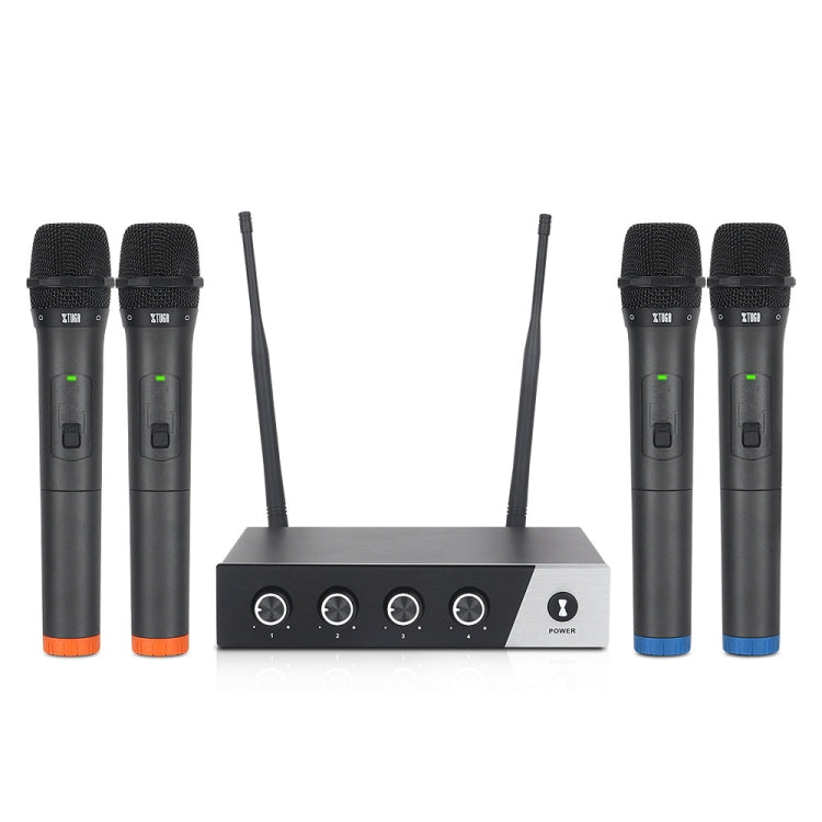 XTUGA S400 Professional 4-Channel UHF Wireless Microphone System with 4 Handheld Microphone(AU Plug) - Microphone by XTUGA | Online Shopping South Africa | PMC TechLife