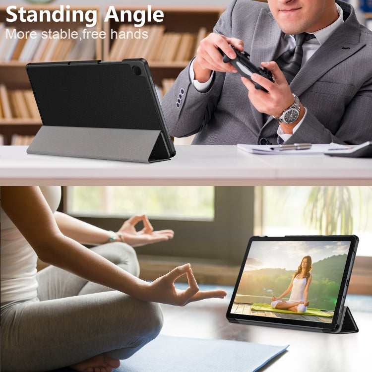 For Samsung Galaxy Tab A9 Plus 3-folding Leather Smart Tablet Case(Black) - Galaxy Tab A9 by PMC TechLife | Online Shopping South Africa | PMC TechLife | Buy Now Pay Later Mobicred
