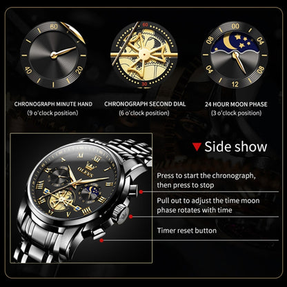 OLEVS 2859 Men Multifunctional Luminous Waterproof Quartz Watch(Black) - Metal Strap Watches by OLEVS | Online Shopping South Africa | PMC Jewellery | Buy Now Pay Later Mobicred