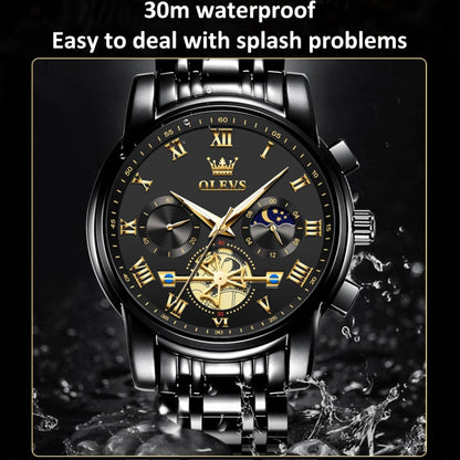 OLEVS 2859 Men Multifunctional Luminous Waterproof Quartz Watch(Black) - Metal Strap Watches by OLEVS | Online Shopping South Africa | PMC Jewellery | Buy Now Pay Later Mobicred