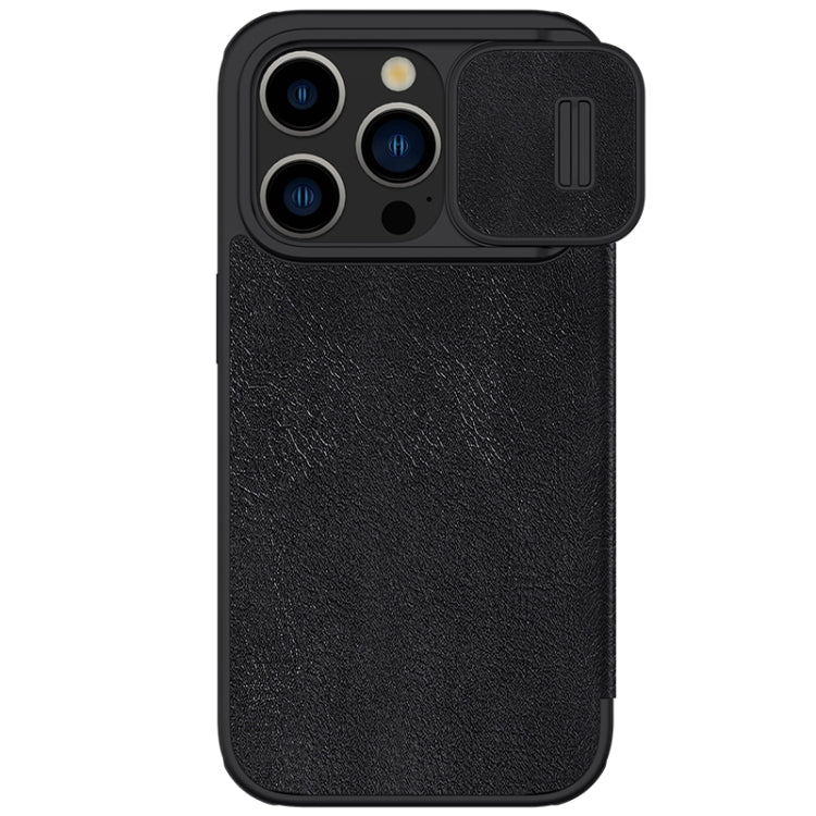 For iPhone 15 Pro NILLKIN QIN Series Pro Sliding Camera Cover Design Leather Phone Case(Black) - iPhone 15 Pro Cases by NILLKIN | Online Shopping South Africa | PMC Jewellery