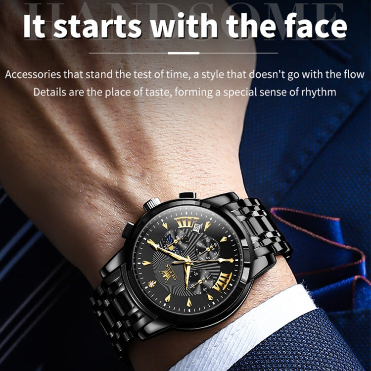 OLEVS 2892 Men Multifunctional Business Waterproof Quartz Watch(Black) - Metal Strap Watches by OLEVS | Online Shopping South Africa | PMC Jewellery