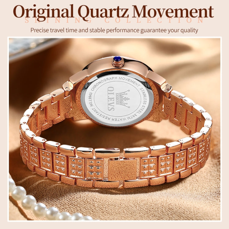 OLEVS 9943 Women Diamond Waterproof Quartz Watch(Rose Gold Diamond Face) - Metal Strap Watches by OLEVS | Online Shopping South Africa | PMC Jewellery