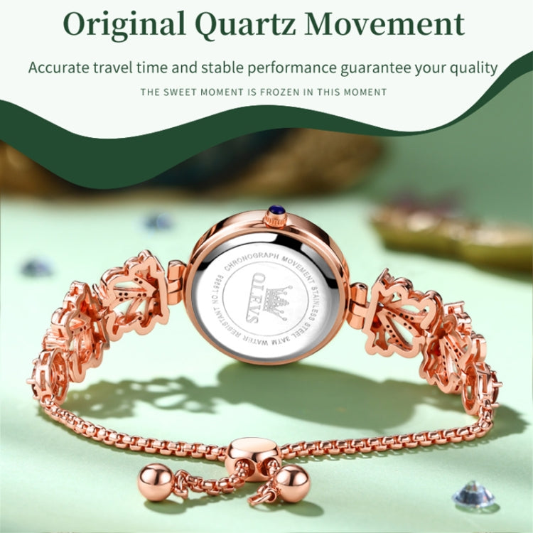 OLEVS 9958 Women Adjustable Drawstring Bracelet Quartz Watch(Green + Rose Gold) - Bracelet Watches by OLEVS | Online Shopping South Africa | PMC Jewellery