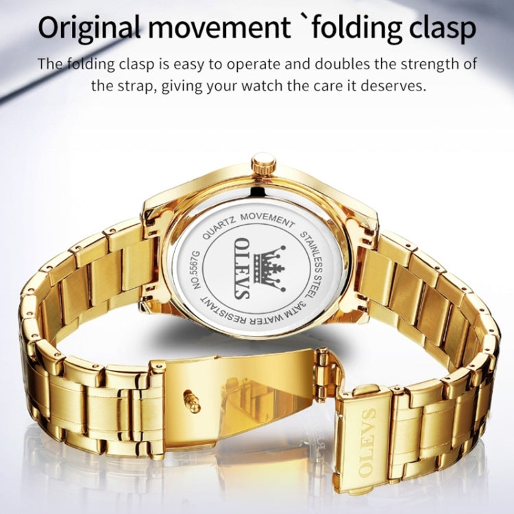 OLEVS 5567 Men Steel Strap Waterproof Quartz Watch(Gold) - Metal Strap Watches by OLEVS | Online Shopping South Africa | PMC Jewellery