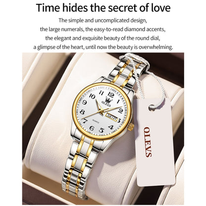 OLEVS 5567 Women Steel Strap Waterproof Quartz Watch(White + Gold) - Metal Strap Watches by OLEVS | Online Shopping South Africa | PMC Jewellery