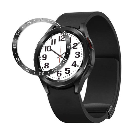 For Samsung Galaxy Watch6 Classic 43mm A Style Smart Watch Steel Ring Protective Frame(Black) - Watch Cases by PMC Jewellery | Online Shopping South Africa | PMC Jewellery