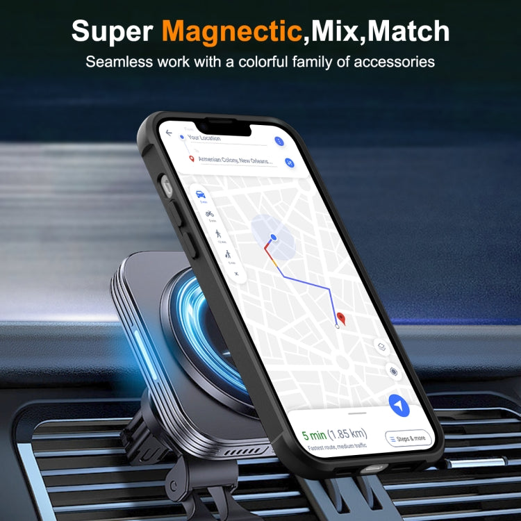 For iPhone 15 Plus MagSafe Magnetic Rotating Holder Phone Case(Black) - iPhone 15 Plus Cases by PMC TechLife | Online Shopping South Africa | PMC TechLife | Buy Now Pay Later Mobicred