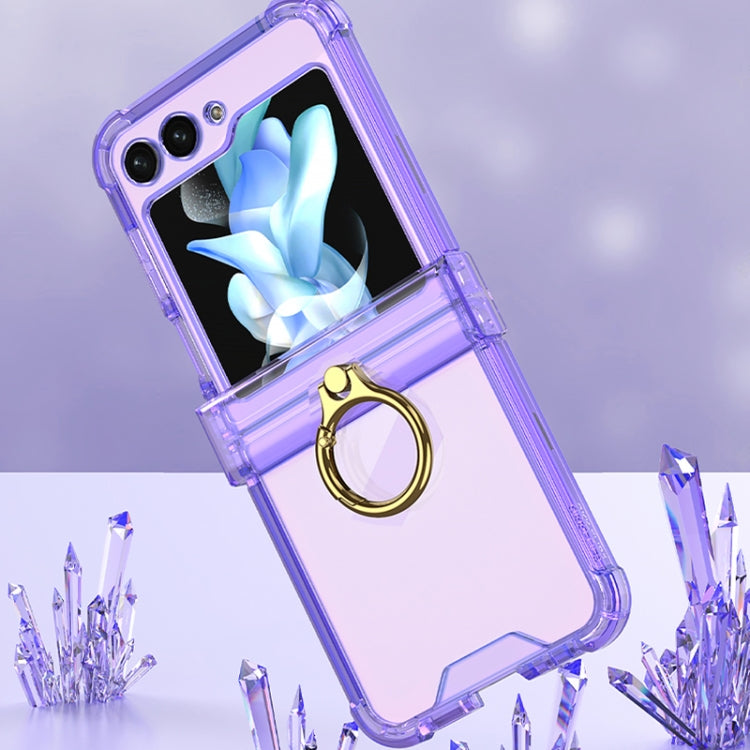 For Samsung Galaxy Z Flip5 Gkk Airbag Hinge Silicone Phone Case with Ring Holder(Transparent Purple) - Galaxy Z Flip5 Cases by GKK | Online Shopping South Africa | PMC Jewellery