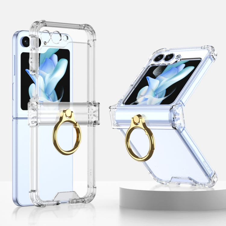 For Samsung Galaxy Z Flip5 Gkk Airbag Hinge Silicone Phone Case with Ring Holder(Transparent) - Galaxy Z Flip5 Cases by GKK | Online Shopping South Africa | PMC Jewellery | Buy Now Pay Later Mobicred