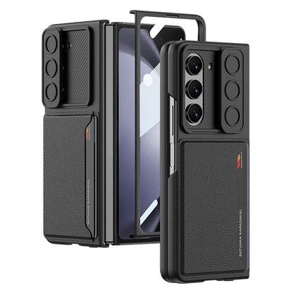 For Samsung Galaxy Z Fold5 GKK Integrated Ultra-thin Sliding Window Folding Phone Case with Card Holder(Black) - Galaxy Z Fold5 Cases by GKK | Online Shopping South Africa | PMC Jewellery