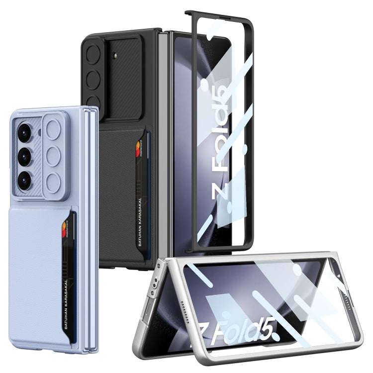 For Samsung Galaxy Z Fold5 GKK Integrated Ultra-thin Sliding Window Folding Phone Case with Card Holder(Silver) - Galaxy Z Fold5 Cases by GKK | Online Shopping South Africa | PMC Jewellery