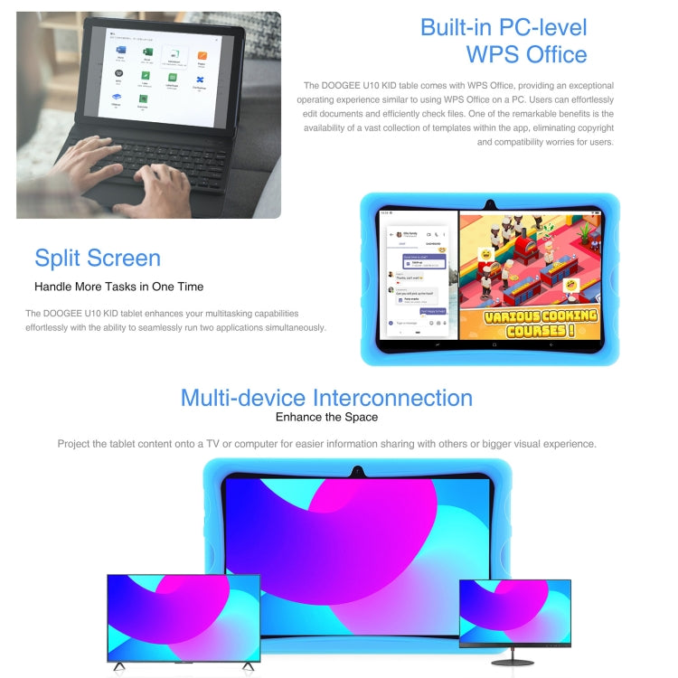 [HK Warehouse] DOOGEE U10 KID Tablet 10.1 inch, 9GB+128GB, Android 13 RK3562 Quad Core Support Parental Control, Global Version with Google Play, EU Plug(Blue) -  by DOOGEE | Online Shopping South Africa | PMC Jewellery