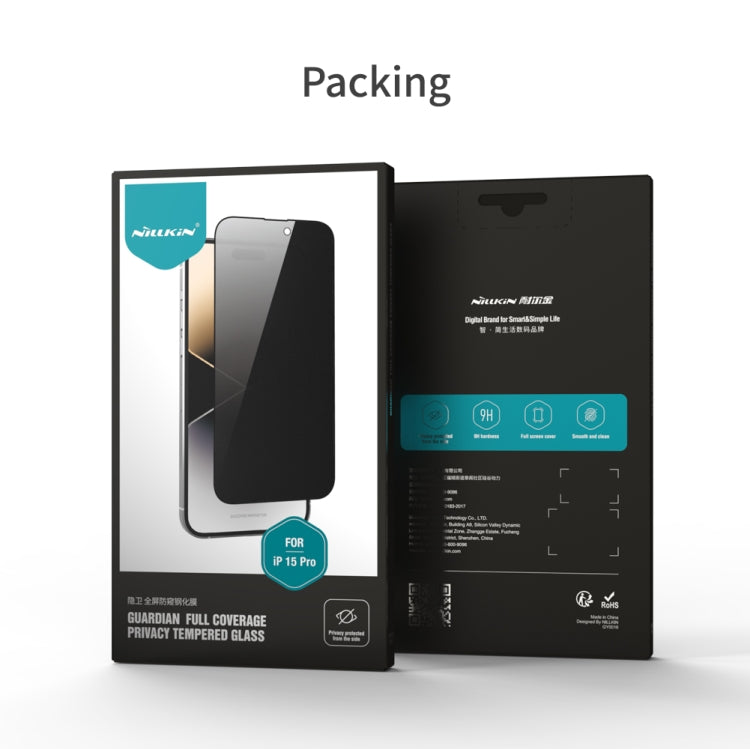 For iPhone 15 Pro NILLKIN Guardian Full Coverage Privacy Tempered Glass Film - iPhone 15 Pro Tempered Glass by NILLKIN | Online Shopping South Africa | PMC TechLife