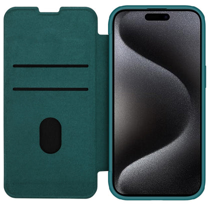 For iPhone 15 Pro NILLKIN QIN Series Pro Plain Leather Phone Case(Green) - iPhone 15 Pro Cases by NILLKIN | Online Shopping South Africa | PMC Jewellery