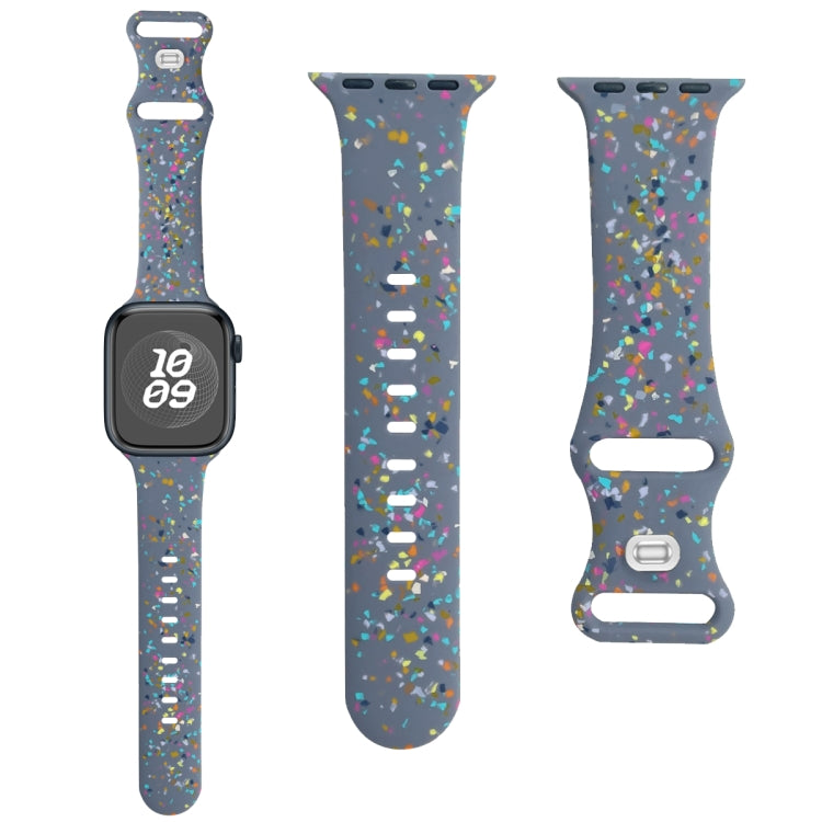 For Apple Watch SE 2023 44mm Floral Silicone Watch Band(Grey) - Watch Bands by PMC TechLife | Online Shopping South Africa | PMC TechLife