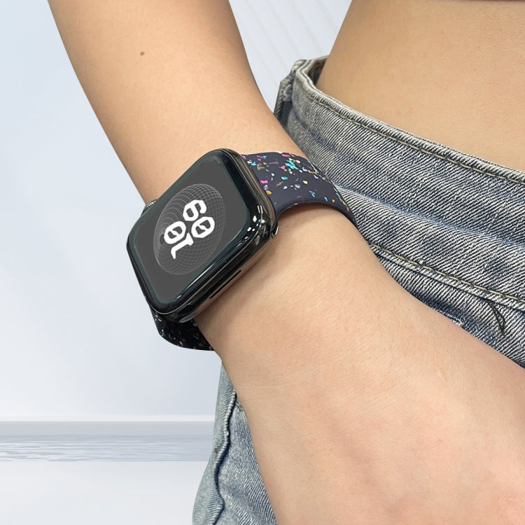 For Apple Watch Serie 8 41mm Floral Silicone Watch Band(Blue) - Watch Bands by PMC TechLife | Online Shopping South Africa | PMC TechLife