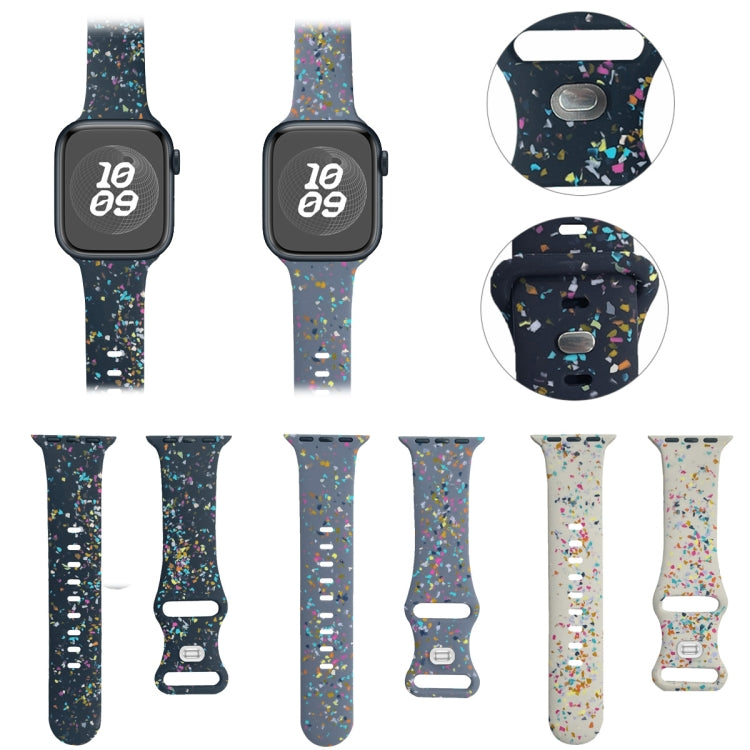 For Apple Watch SE 2022 44mm Floral Silicone Watch Band(Grey) - Watch Bands by PMC TechLife | Online Shopping South Africa | PMC TechLife