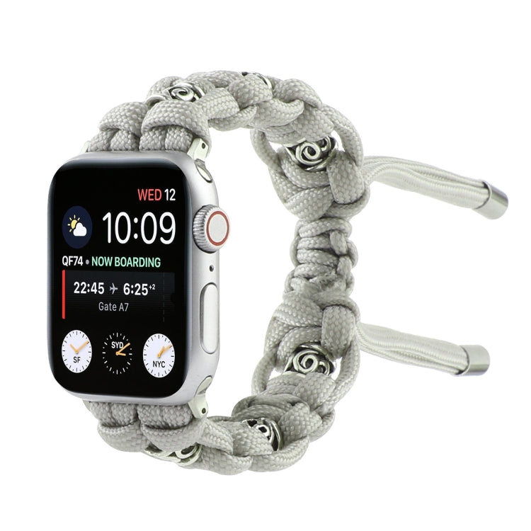 For Apple Watch SE 2023 40mm Silk Silver Beads Braided Watch Band(Grey) - Watch Bands by PMC TechLife | Online Shopping South Africa | PMC TechLife