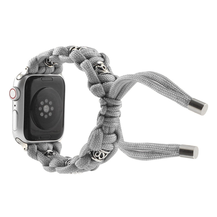 For Apple Watch SE 2023 40mm Silk Silver Beads Braided Watch Band(Grey) - Watch Bands by PMC TechLife | Online Shopping South Africa | PMC TechLife