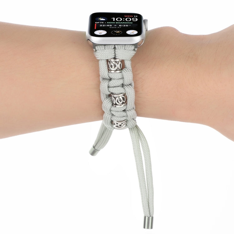 For Apple Watch SE 2023 40mm Silk Silver Beads Braided Watch Band(Grey) - Watch Bands by PMC TechLife | Online Shopping South Africa | PMC TechLife