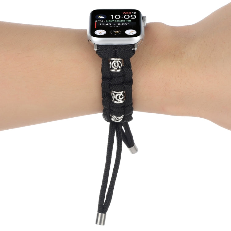 For Apple Watch Ultra 2 49mm Silk Silver Beads Braided Watch Band(Black) - free shipping - PMC TechLife - Order now!